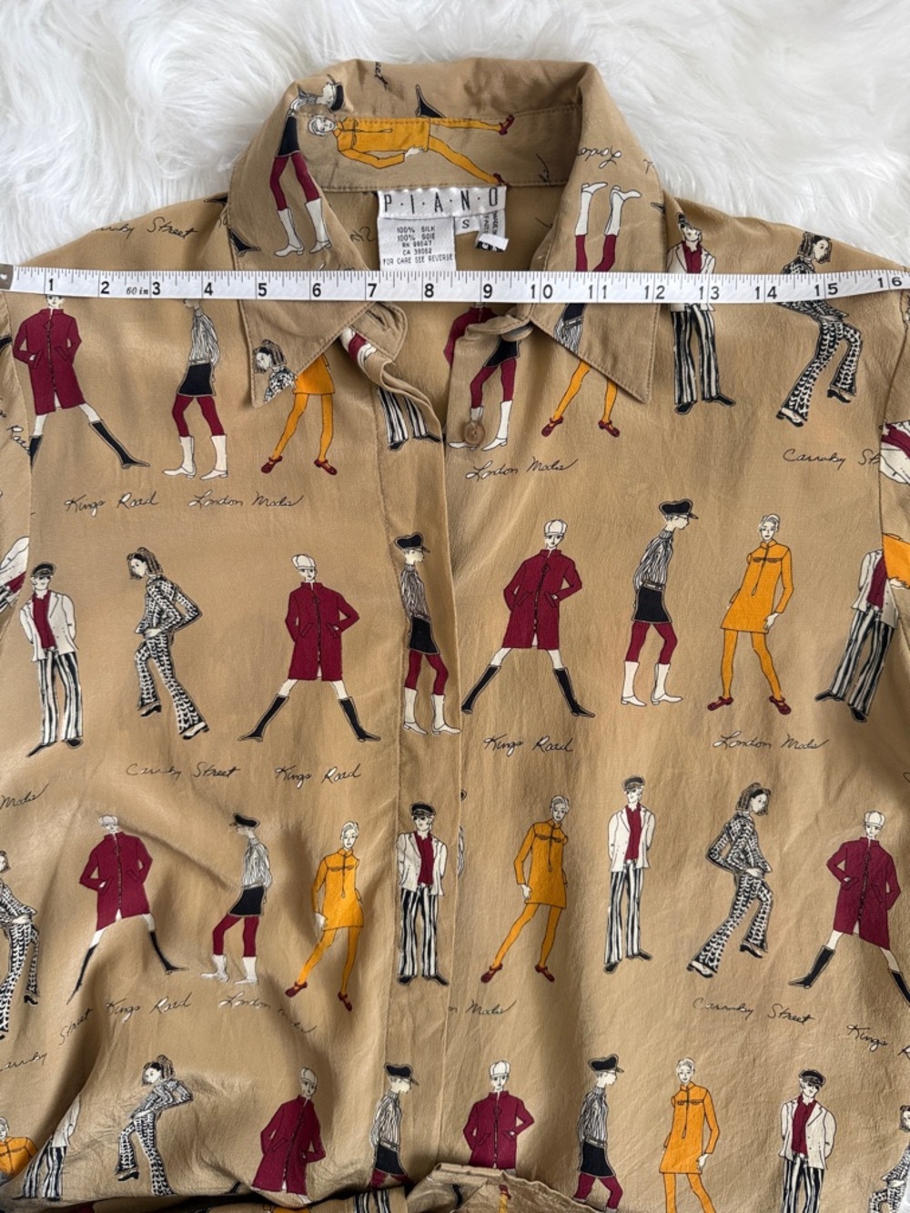 Piano 100% Silk Novelty Print Button Down – Size Women’s Small - Picture 5 of 8